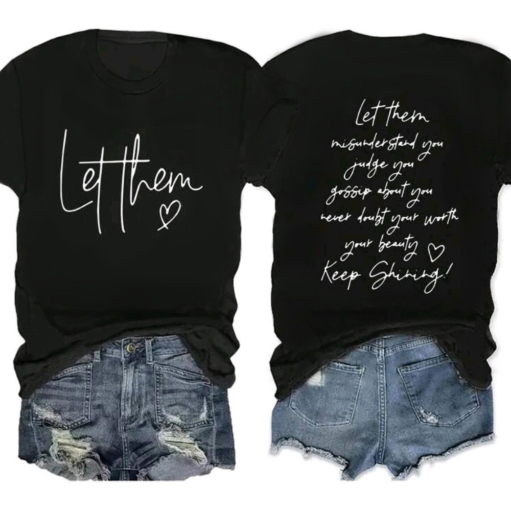 Black Graphic Tee with Inspirational Quote - Picture 4 of 4